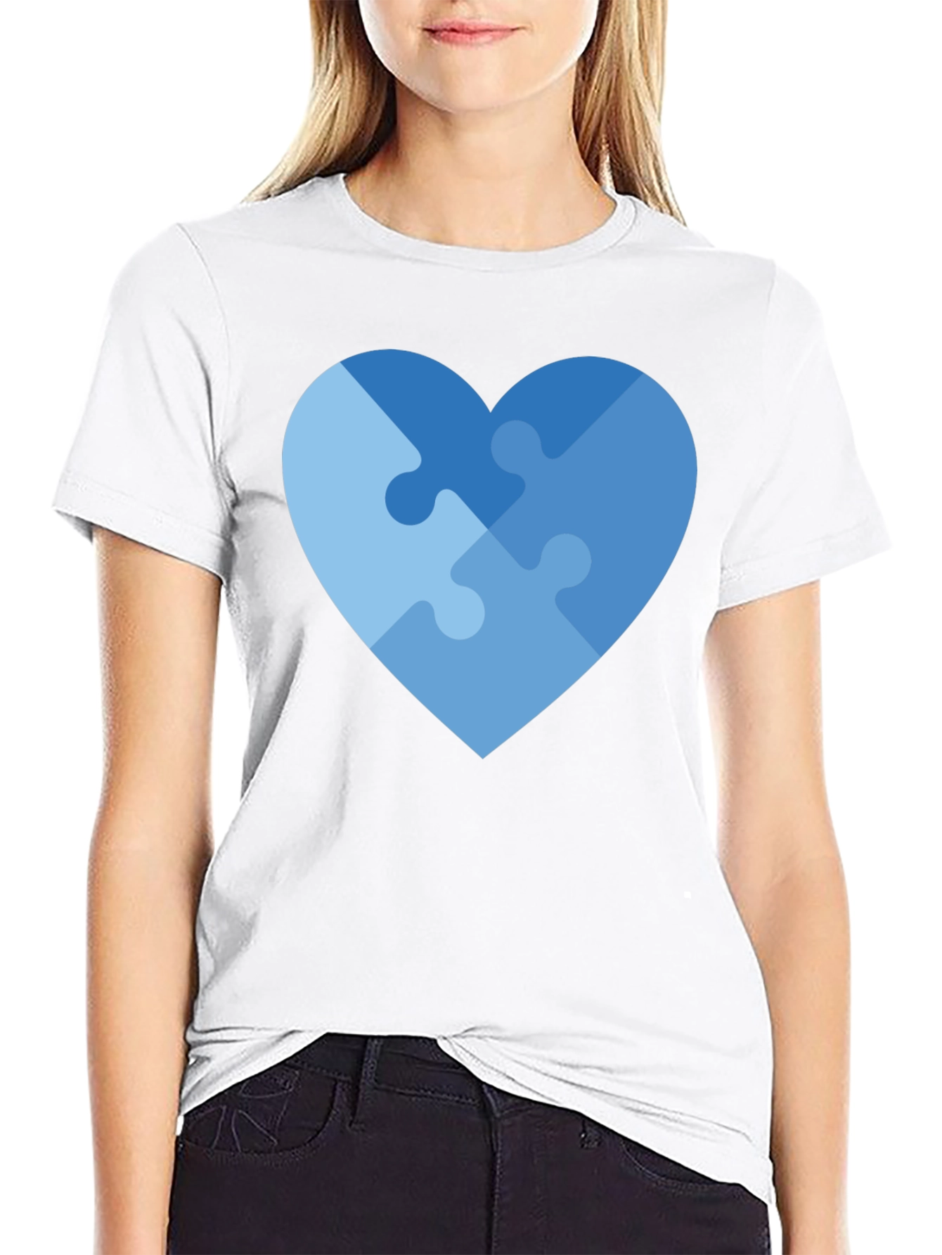Heart Puzzle Piece Graphic T-Shirt - Autism Awareness