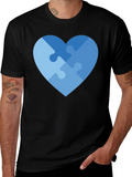 Heart Puzzle Piece Graphic T-Shirt - Autism Awareness