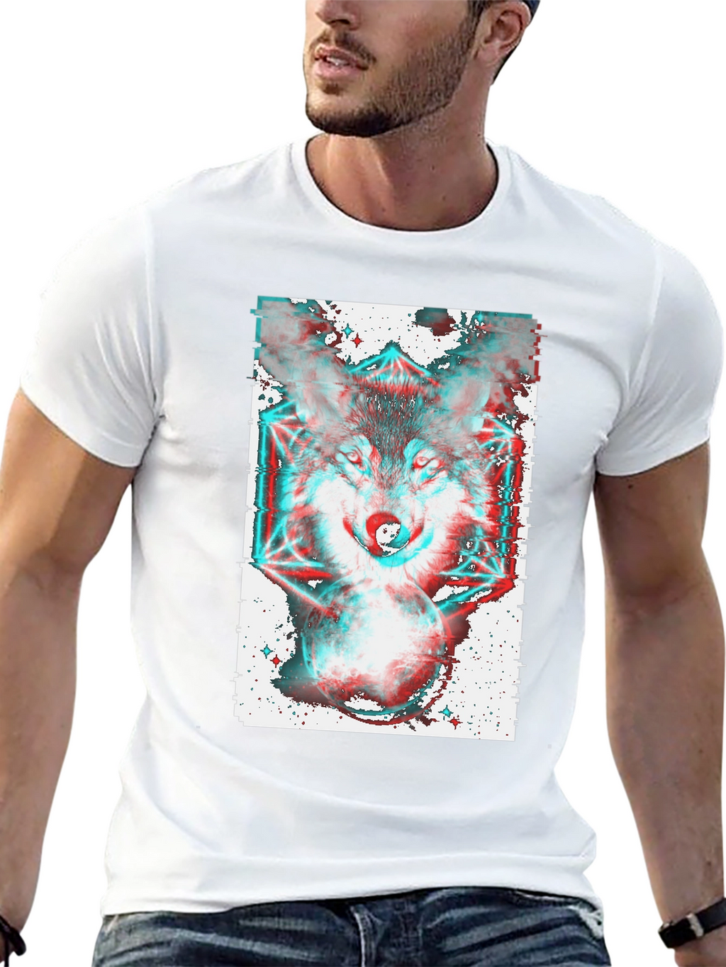Psychedelic Wolf Graphic Tee - Black