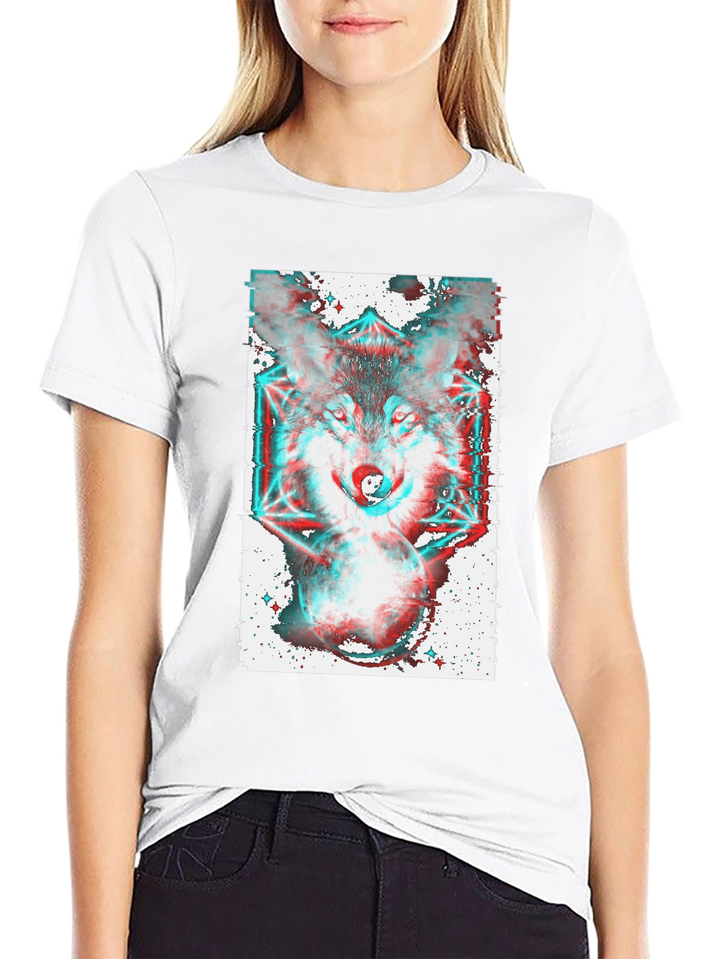 Psychedelic Wolf Graphic Tee - Black