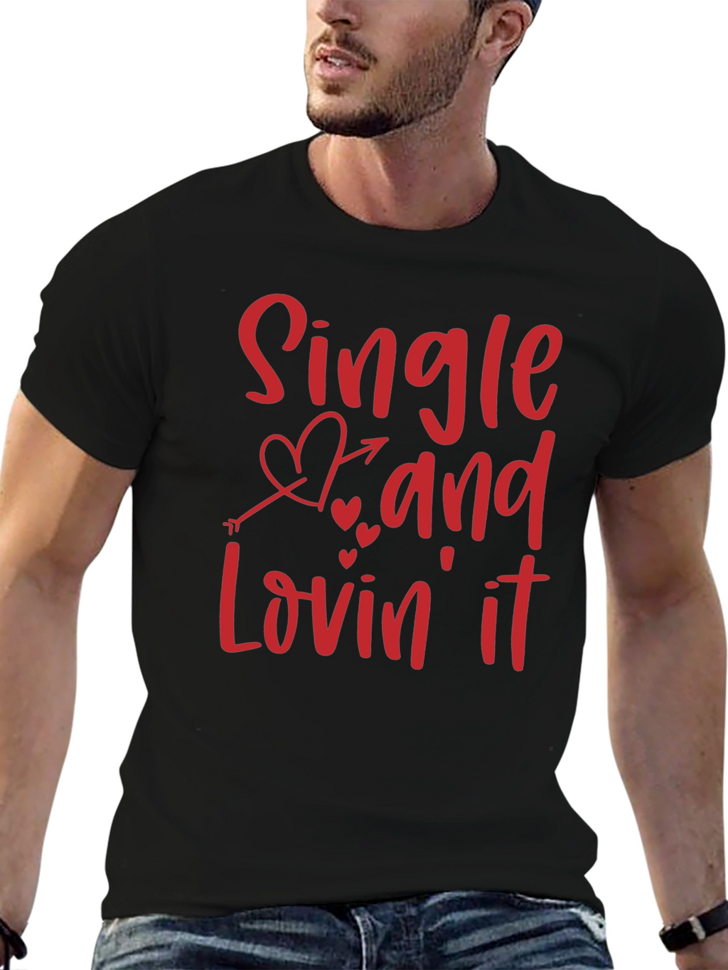 Single and Lovin It Valentines Day Graphic T-Shirt