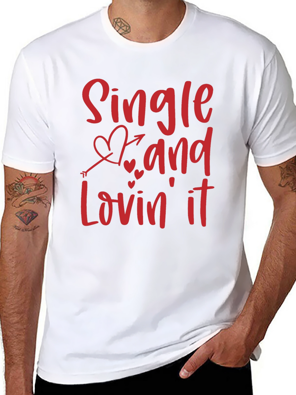 Single and Lovin It Valentines Day Graphic T-Shirt