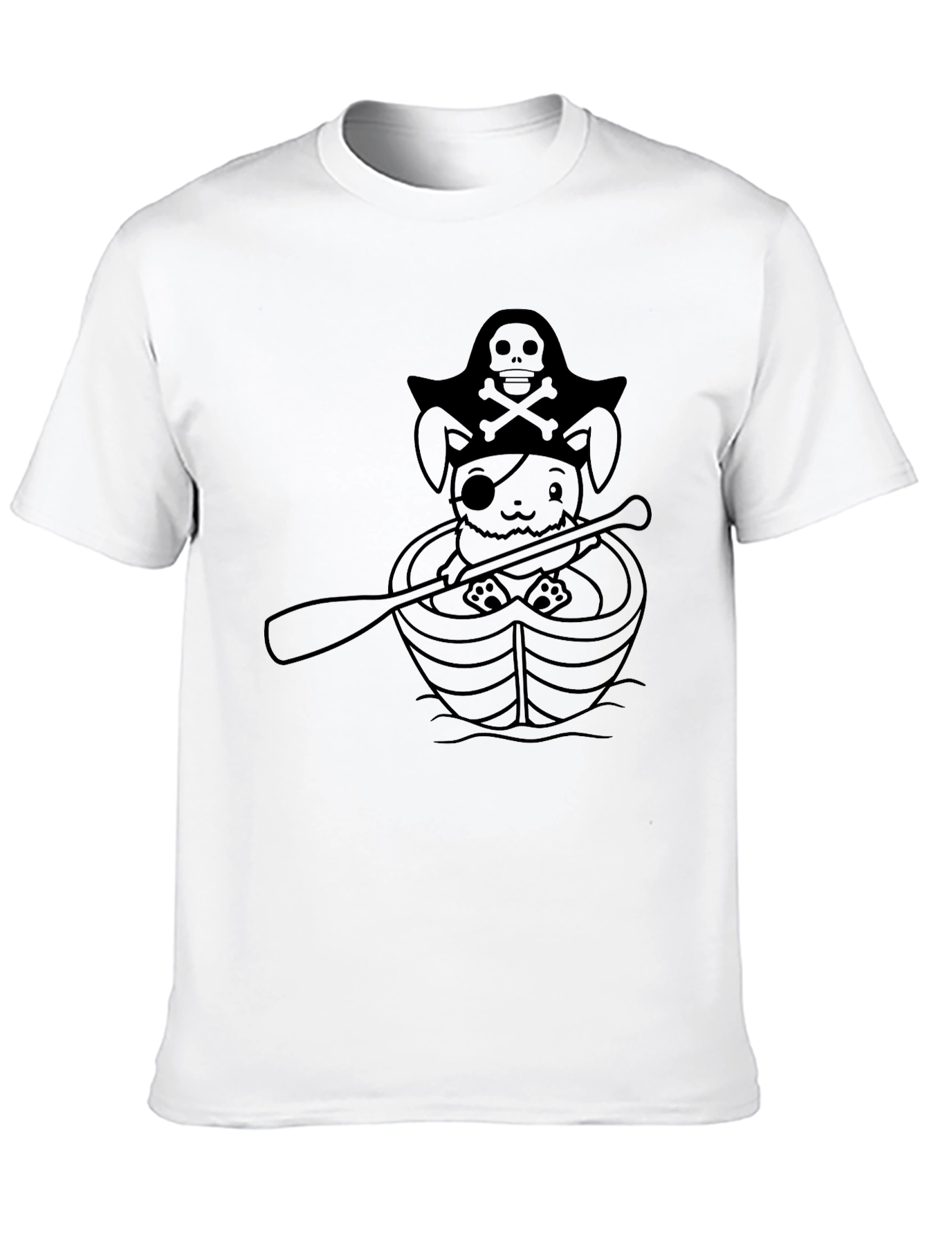 Pirate Bunny T-Shirt - Black Cotton Crew Neck Tee