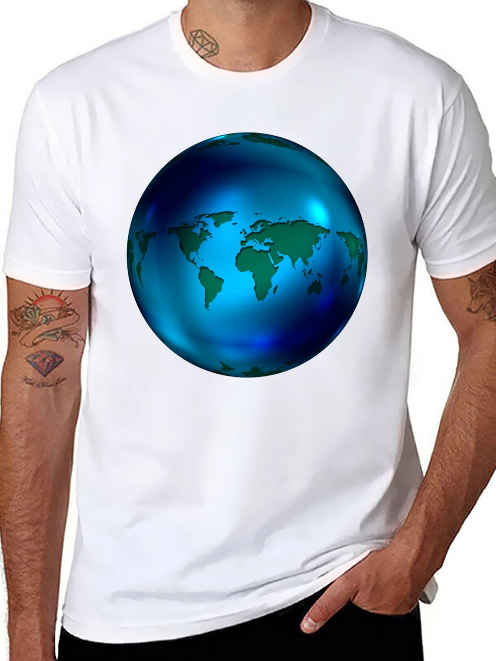 World Globe Graphic Black T-Shirt