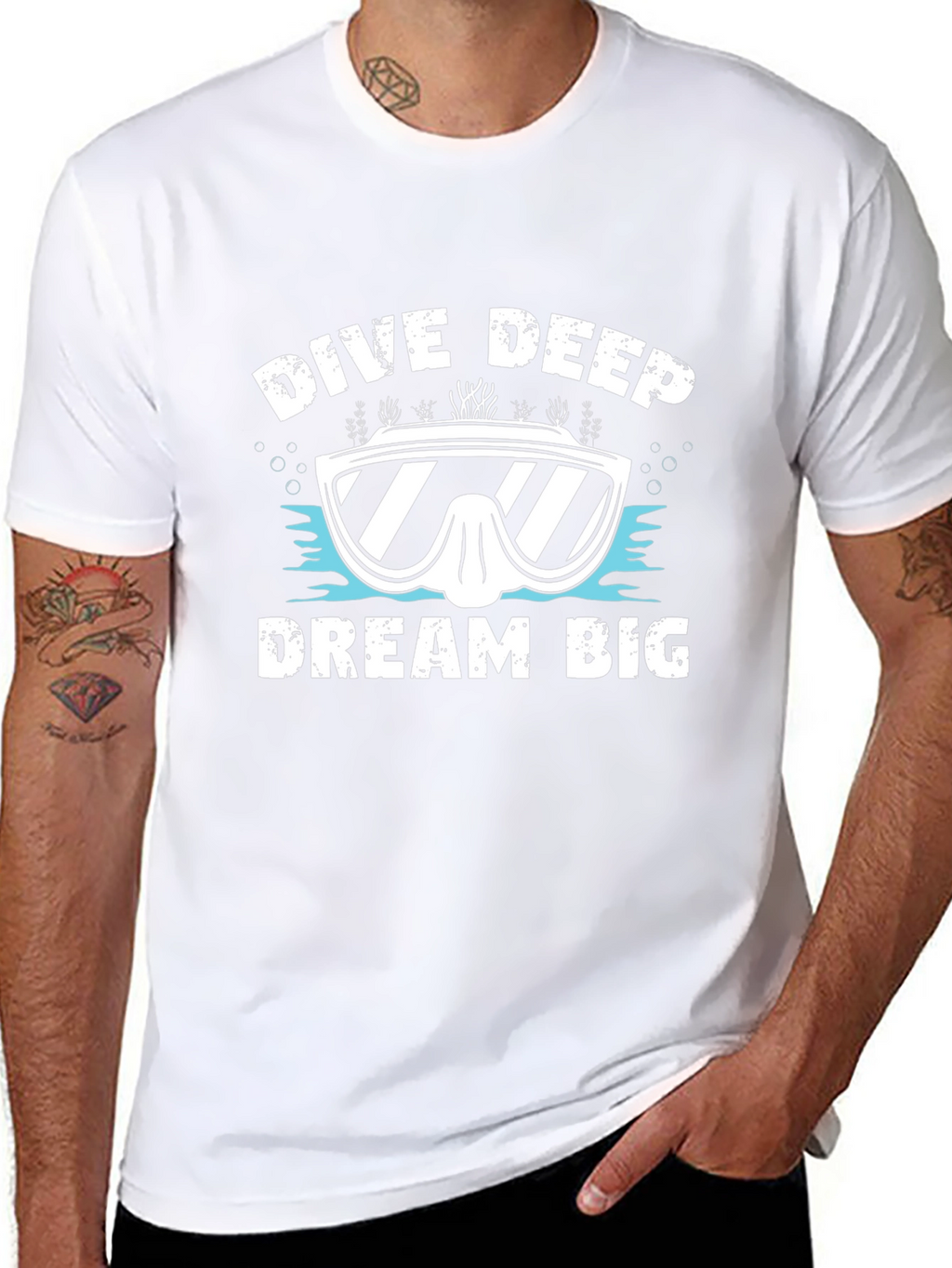 Dive Deep Dream Big Graphic Tee - Black