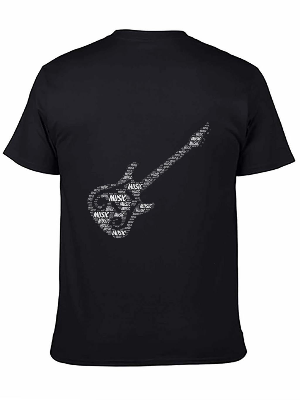 Black Music Guitar Word Art T-Shirt