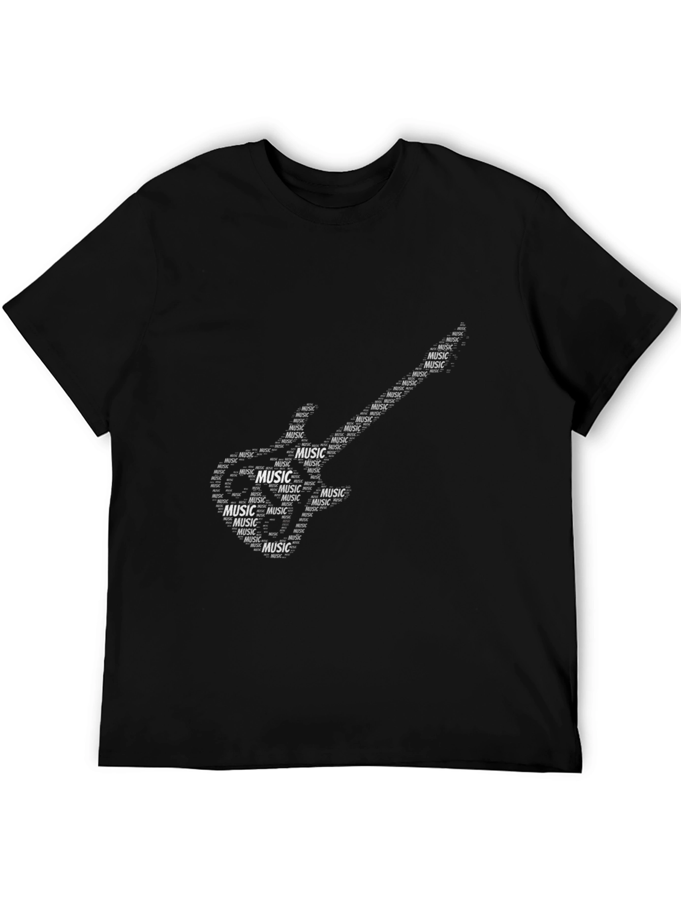 Black Music Guitar Word Art T-Shirt