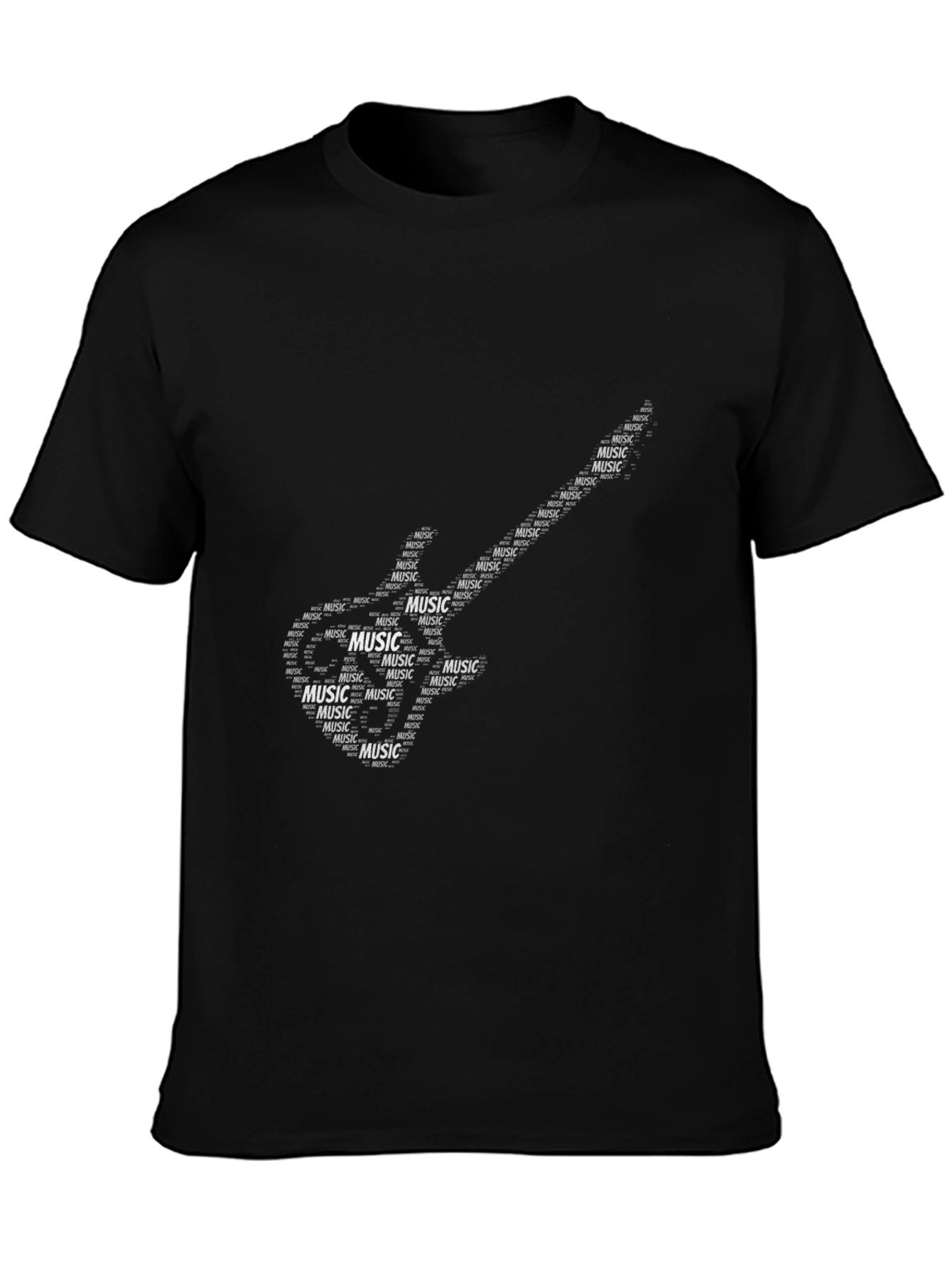 Black Music Guitar Word Art T-Shirt