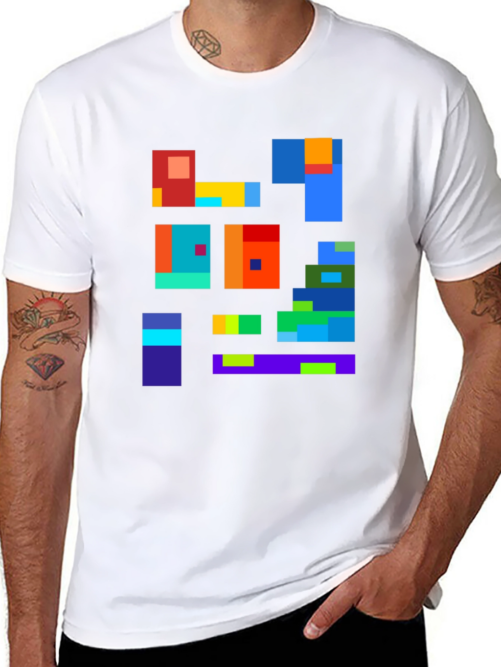 Abstract Block Design Black T-Shirt