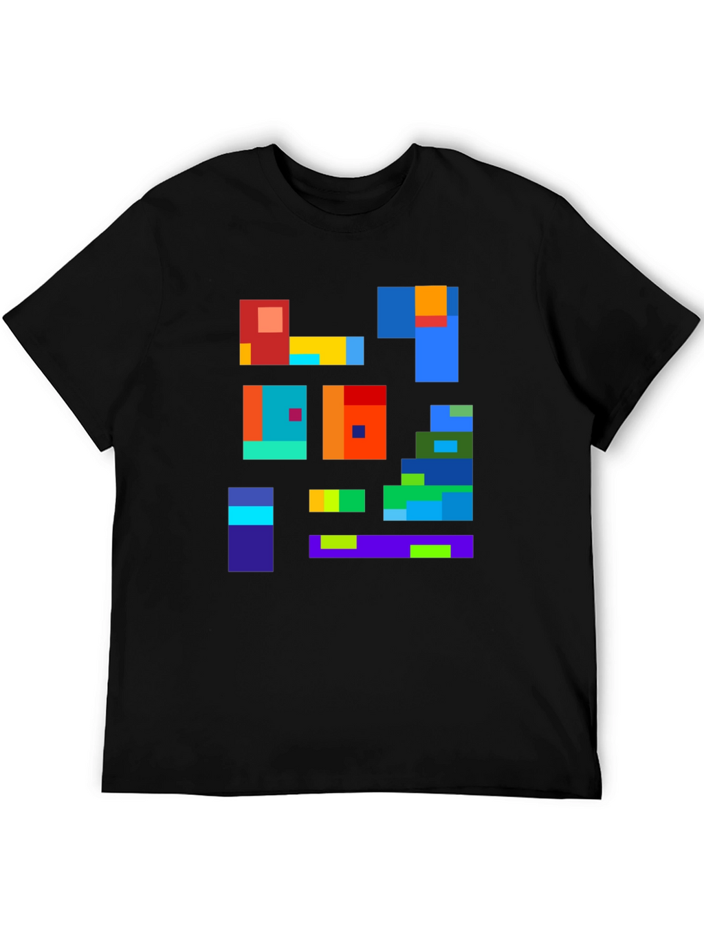 Abstract Block Design Black T-Shirt