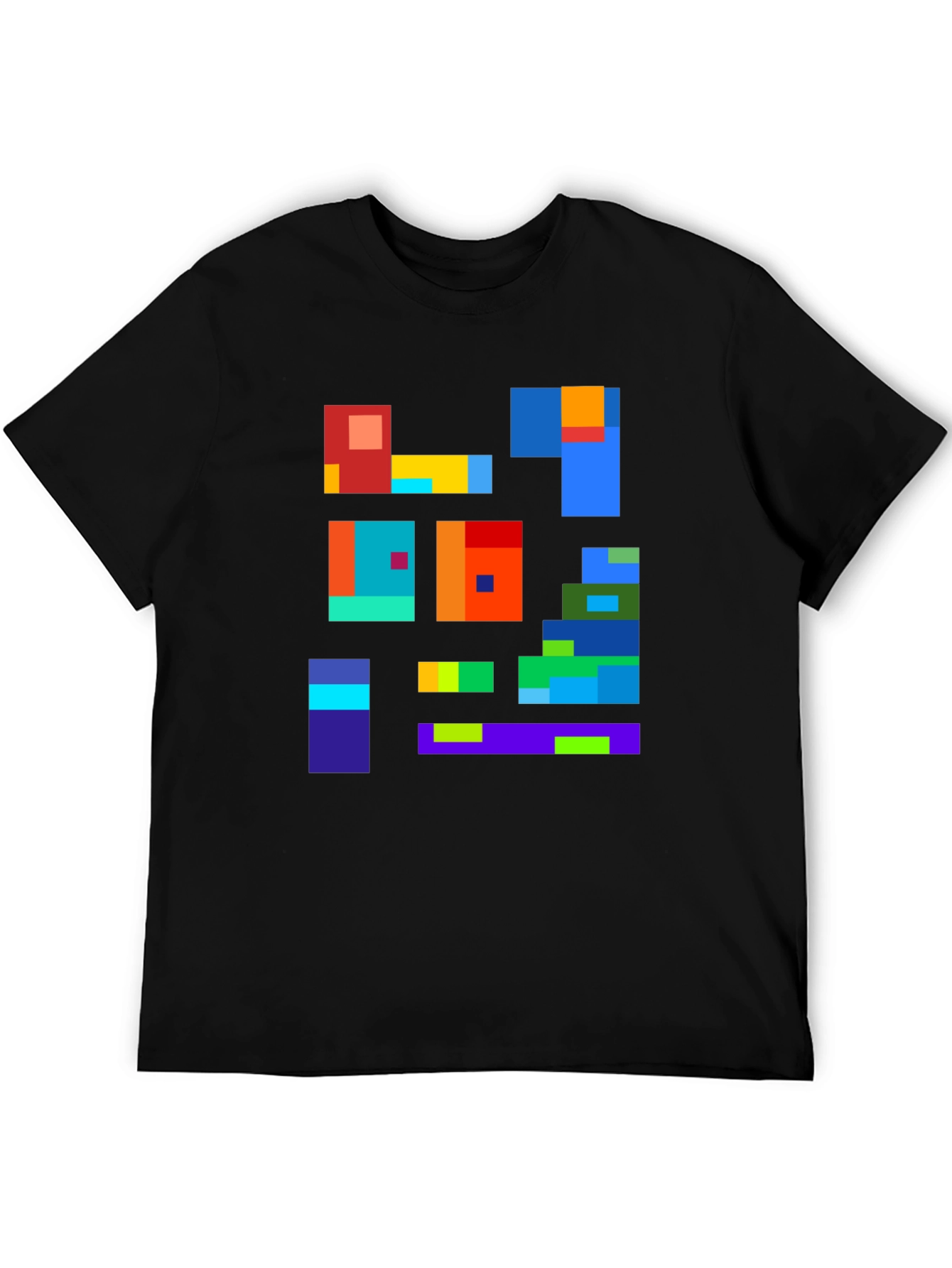 Abstract Block Design Black T-Shirt