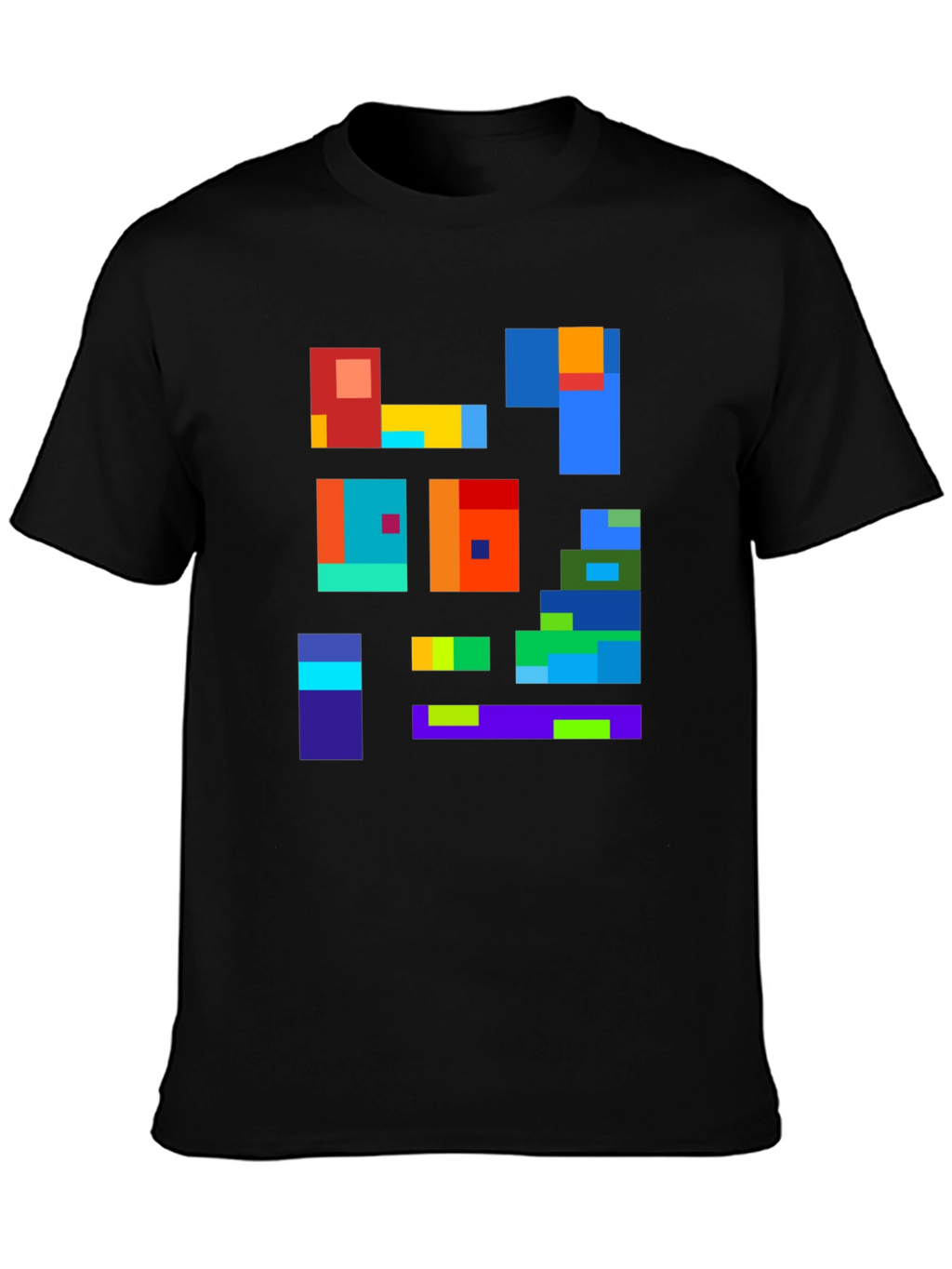 Abstract Block Design Black T-Shirt