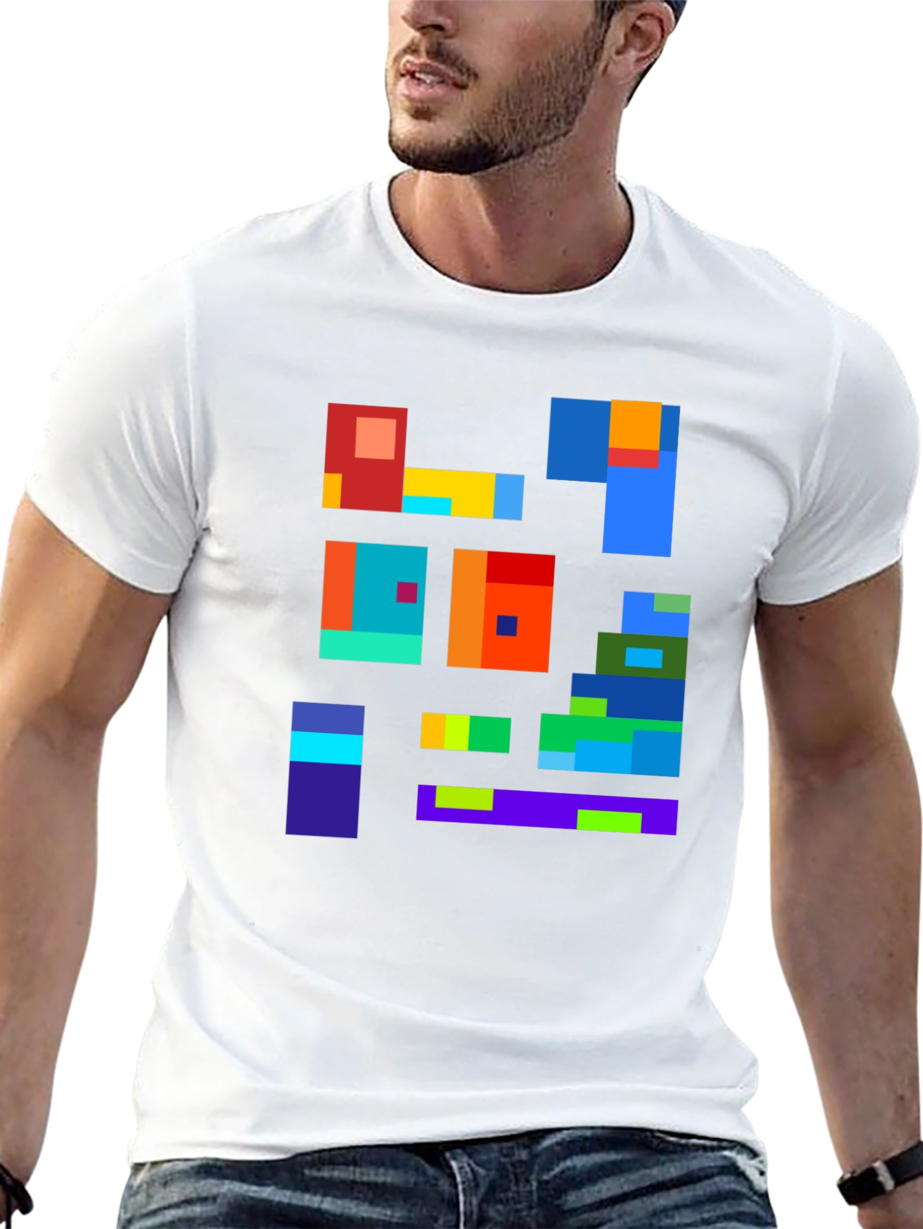 Abstract Block Design Black T-Shirt