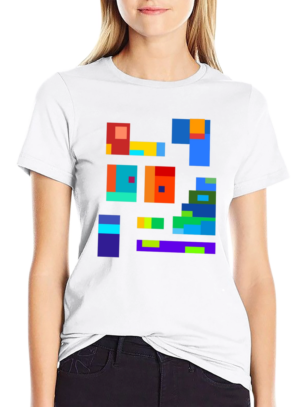 Abstract Block Design Black T-Shirt