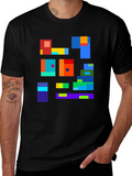 Abstract Block Design Black T-Shirt