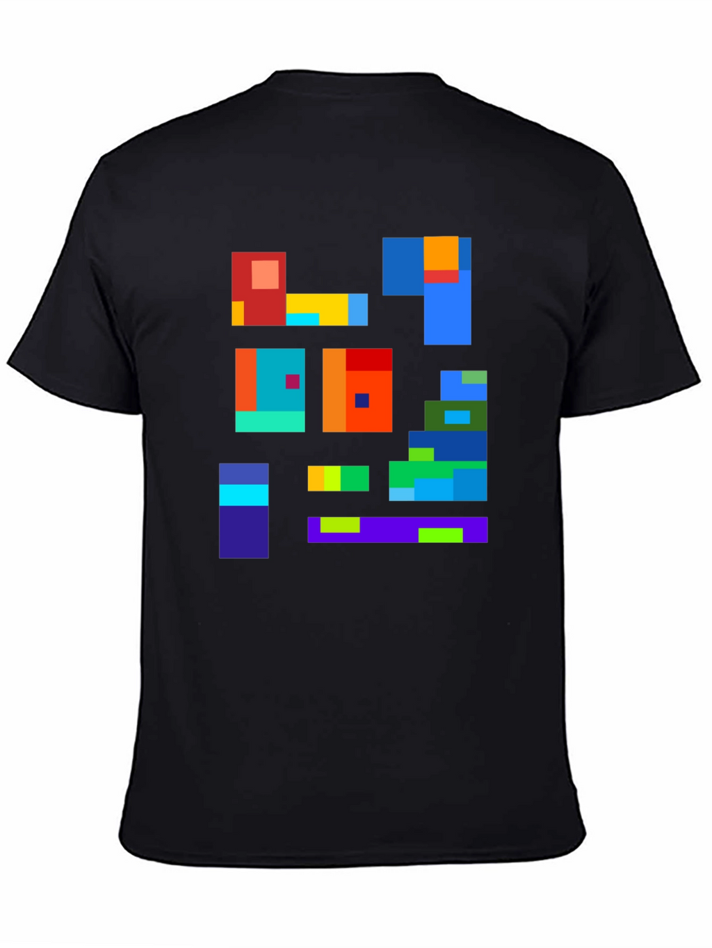 Abstract Block Design Black T-Shirt
