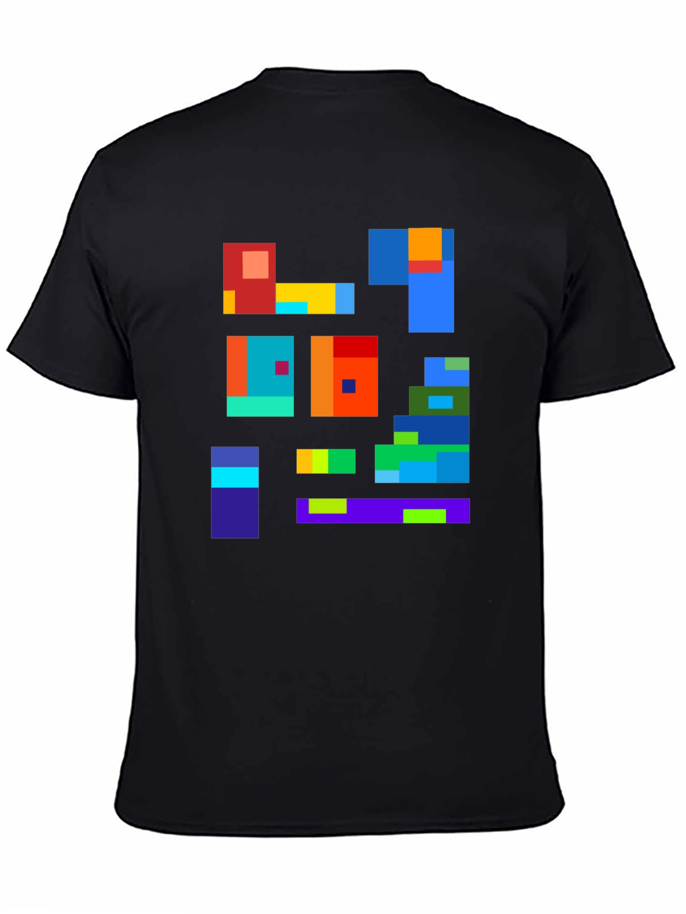 Abstract Block Design Black T-Shirt