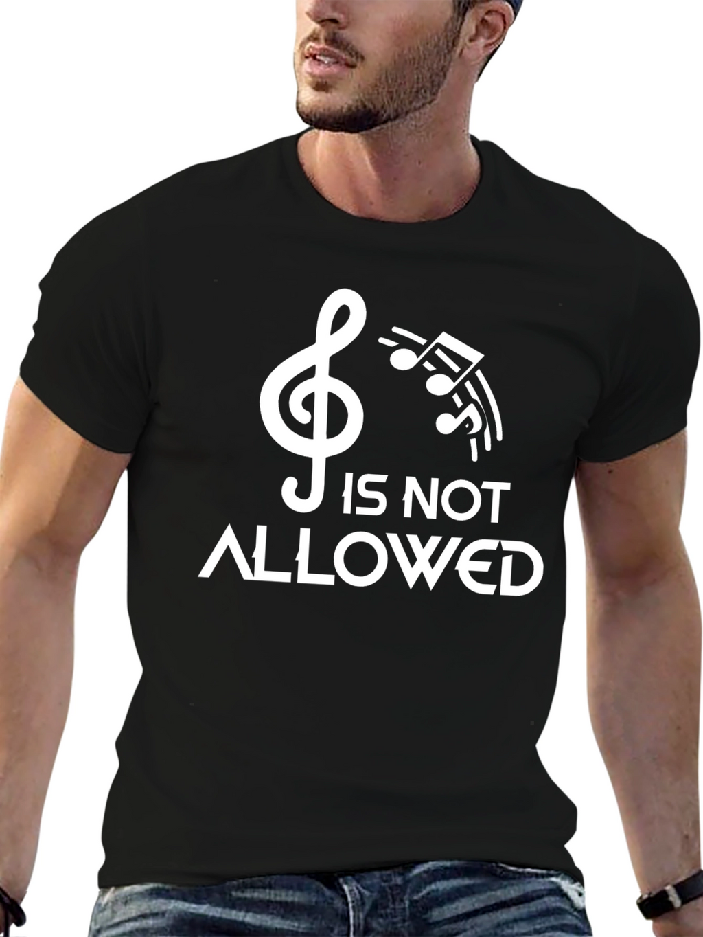 Music Is Not Allowed Funny Graphic T-Shirt