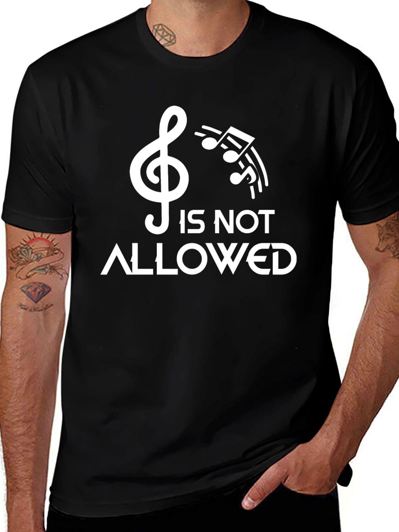 Music Is Not Allowed Funny Graphic T-Shirt