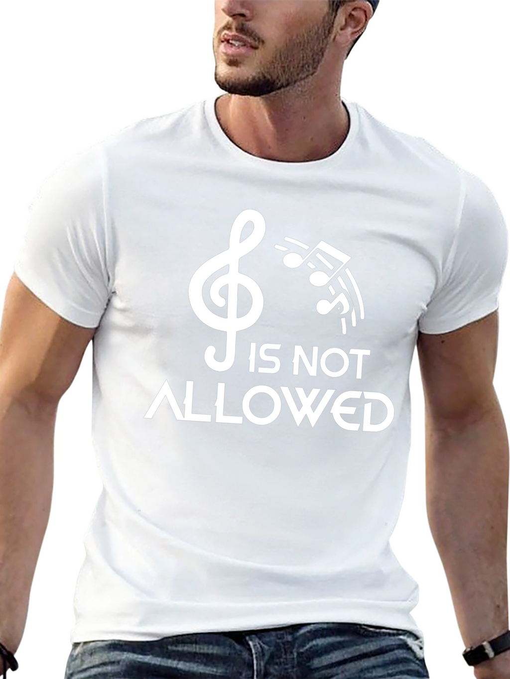 Music Is Not Allowed Funny Graphic T-Shirt