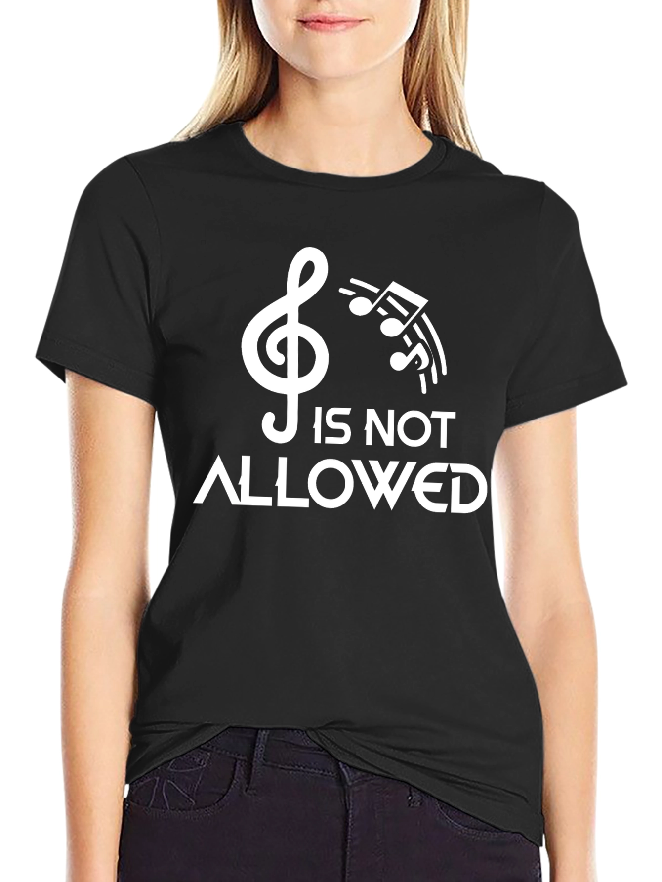 Music Is Not Allowed Funny Graphic T-Shirt