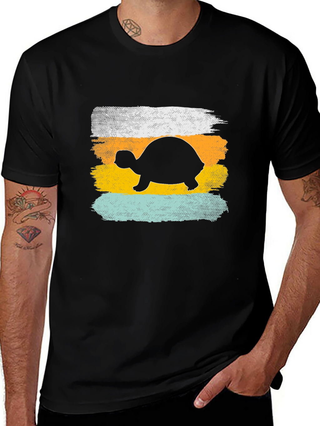 Turtle Silhouette Graphic Tee - Retro Style