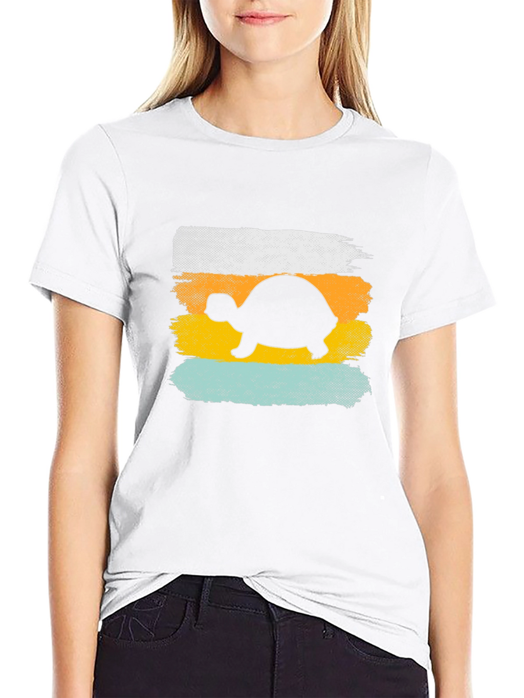 Turtle Silhouette Graphic Tee - Retro Style