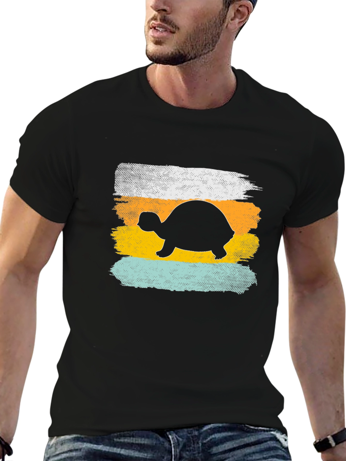 Turtle Silhouette Graphic Tee - Retro Style