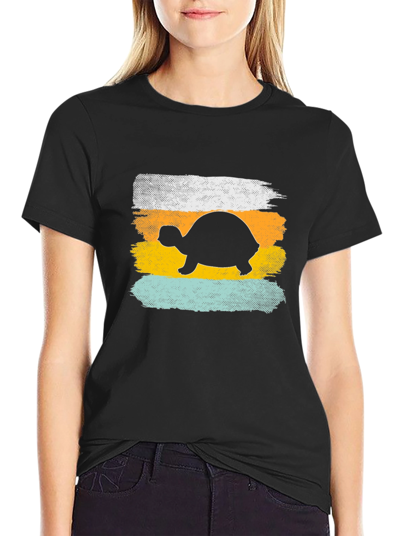 Turtle Silhouette Graphic Tee - Retro Style