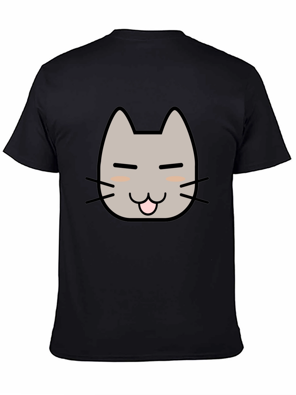 Cute Cat Face Graphic T-Shirt - Black