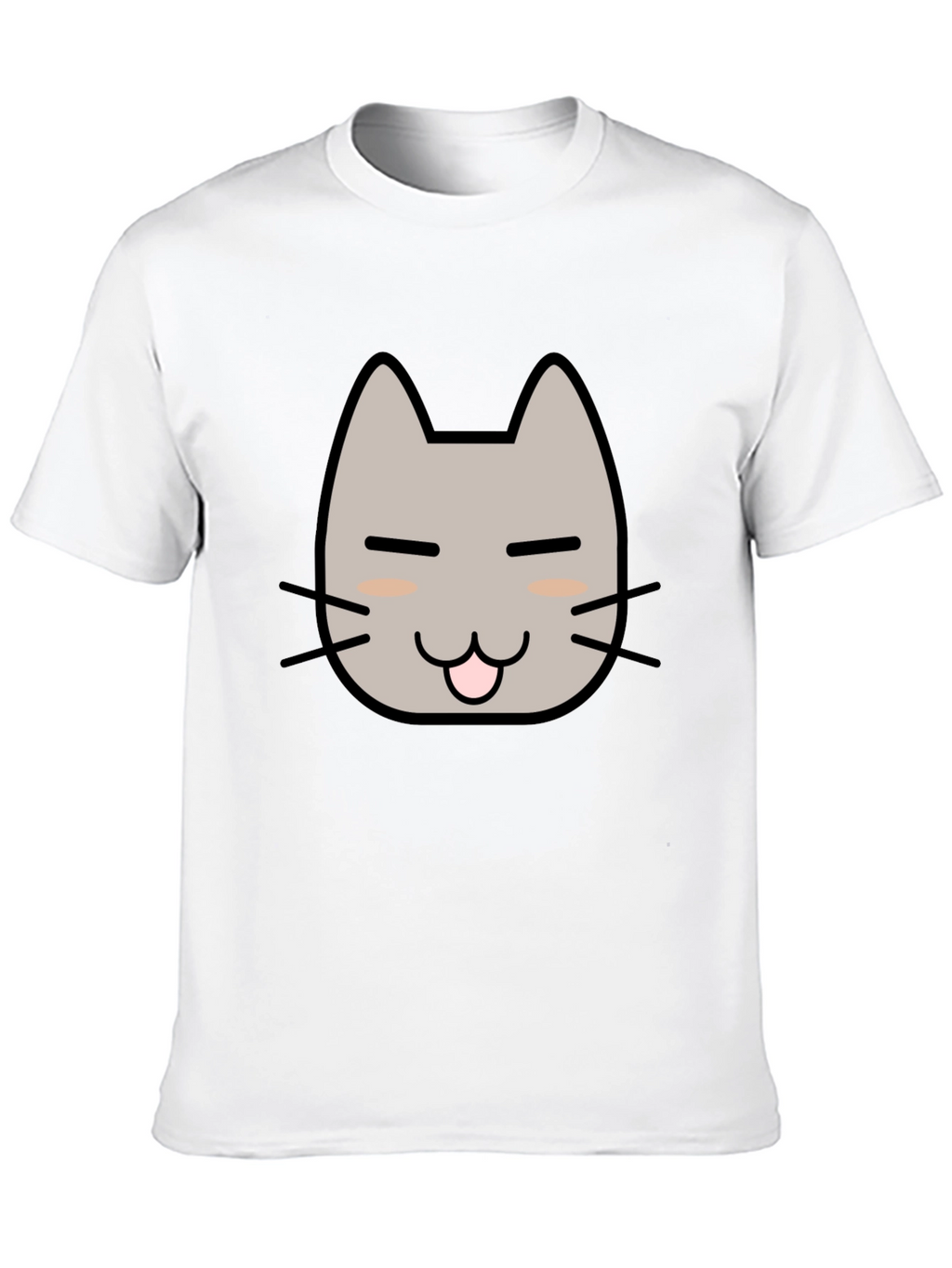 Cute Cat Face Graphic T-Shirt - Black