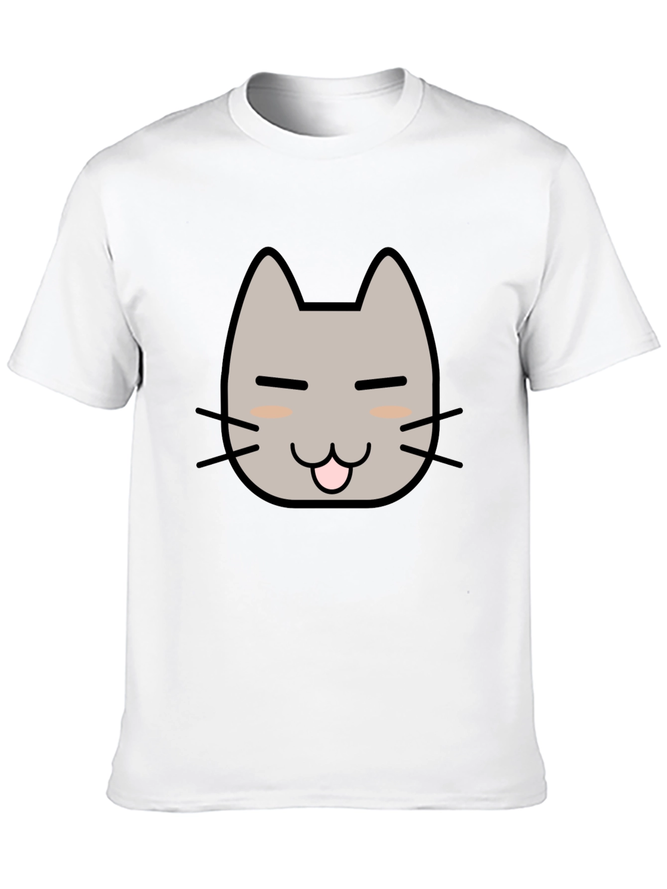 Cute Cat Face Graphic T-Shirt - Black