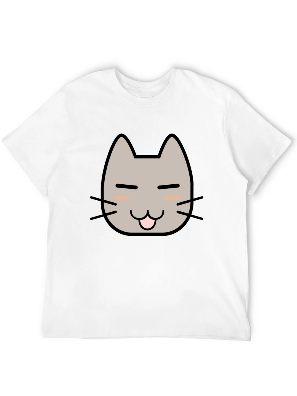 Cute Cat Face Graphic T-Shirt - Black