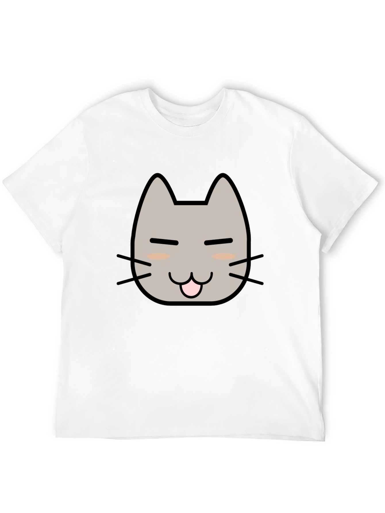Cute Cat Face Graphic T-Shirt - Black