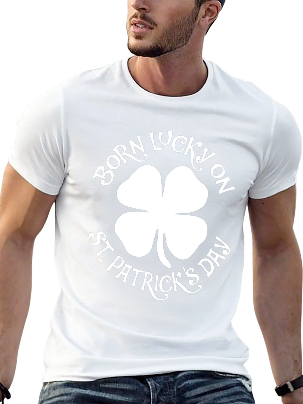 Born Lucky St. Patricks Day Black Graphic Tee