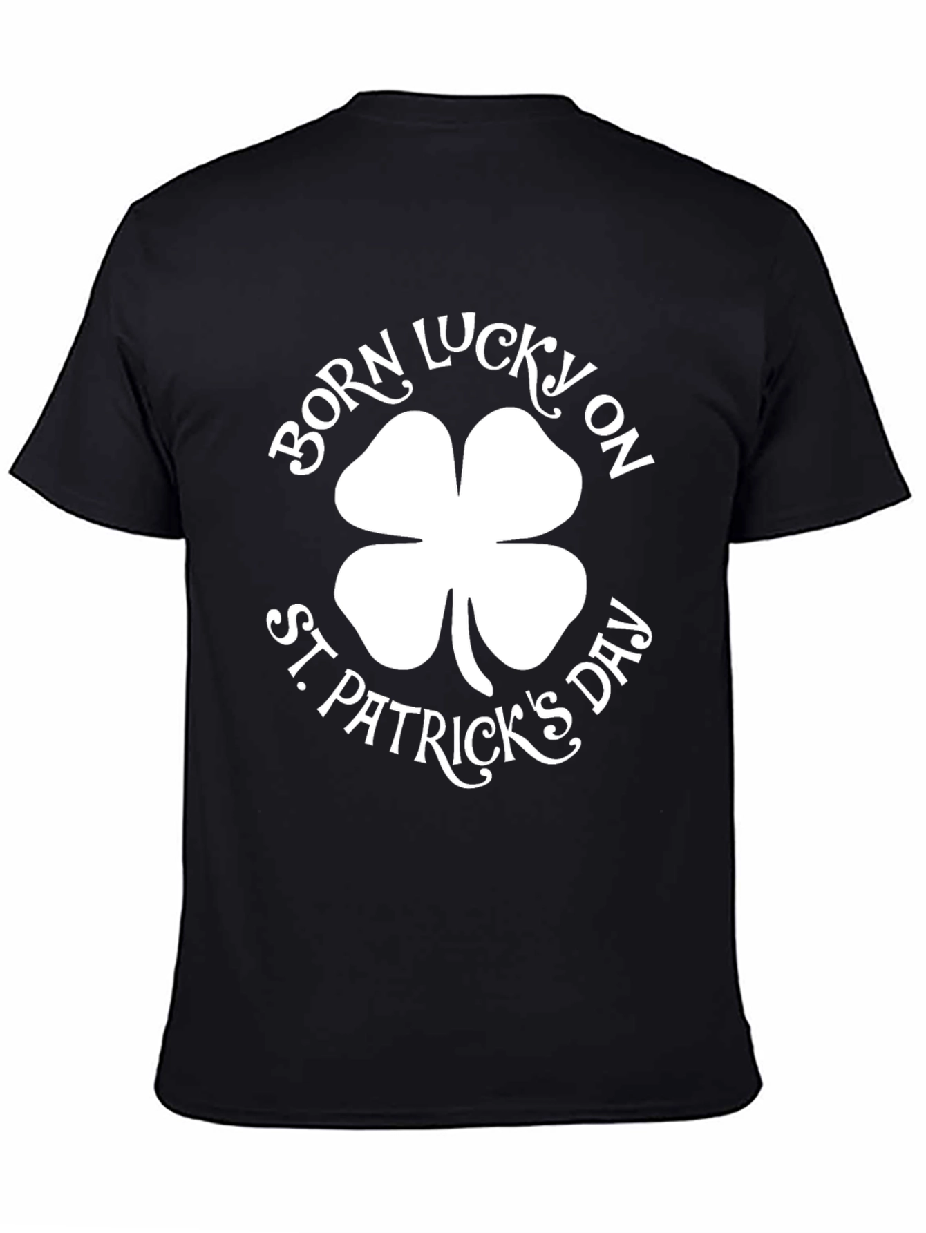 Born Lucky St. Patricks Day Black Graphic Tee
