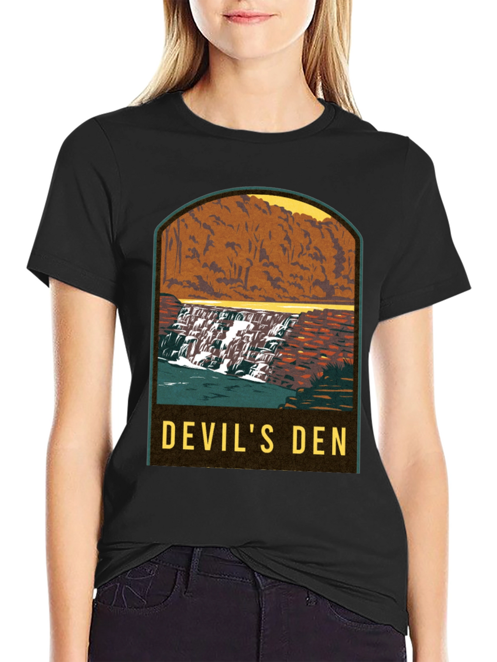 Devils Den Waterfall Graphic Tee - Black