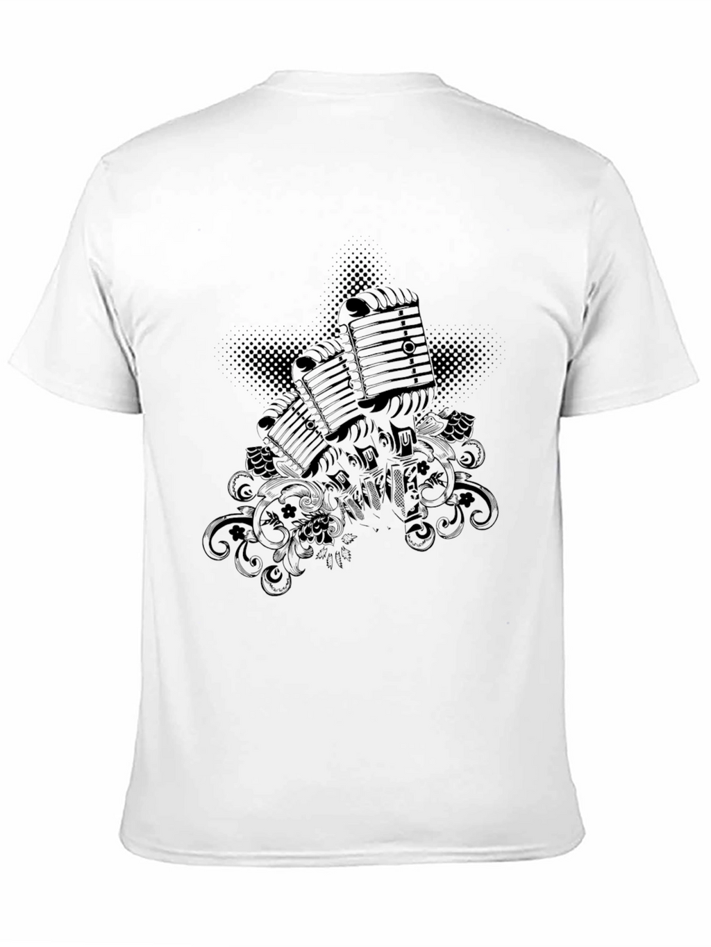 Retro Microphone Graphic Tee - Black