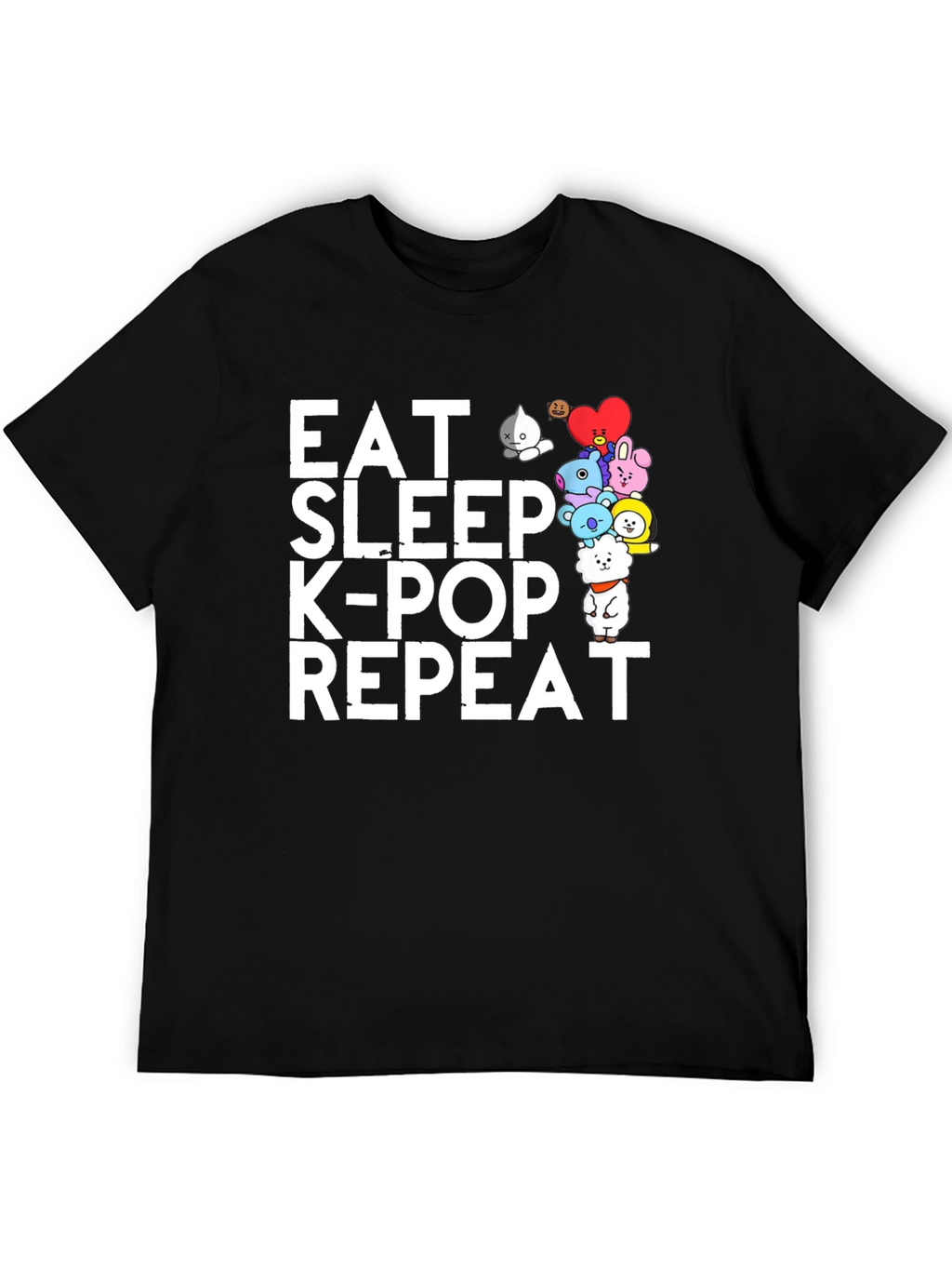 Eat Sleep K-Pop Repeat Black Graphic Tee