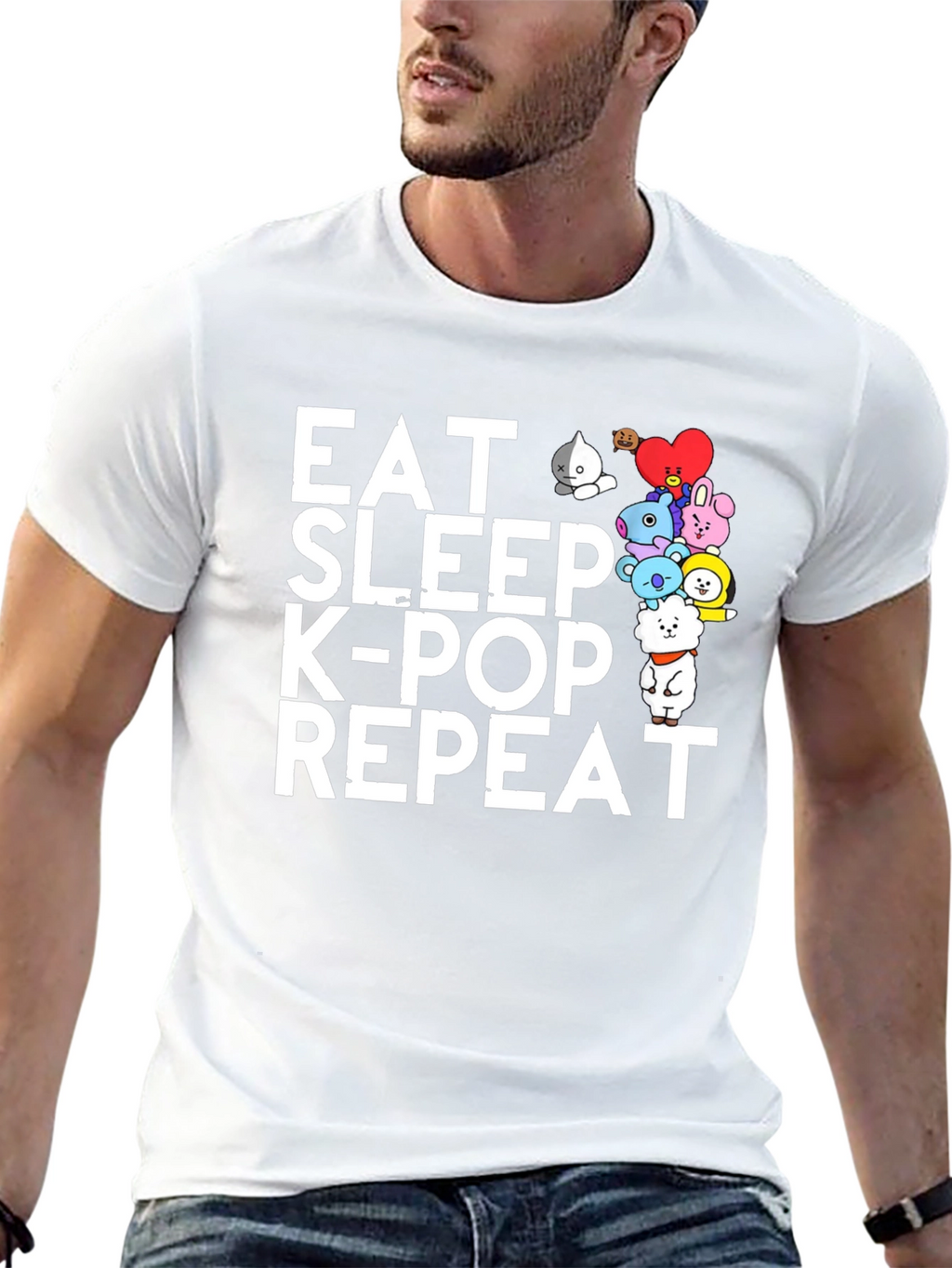 Eat Sleep K-Pop Repeat Black Graphic Tee