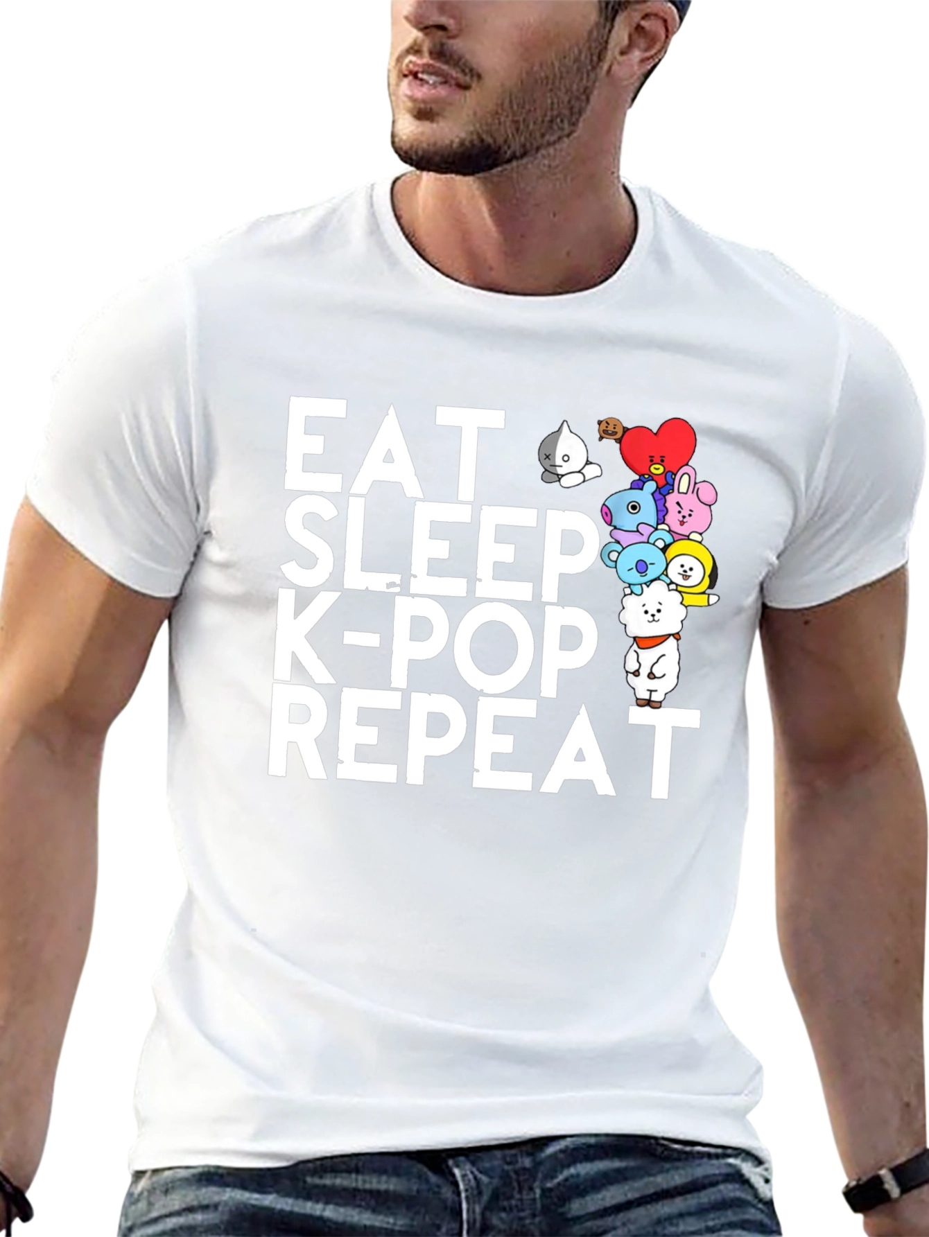 Eat Sleep K-Pop Repeat Black Graphic Tee