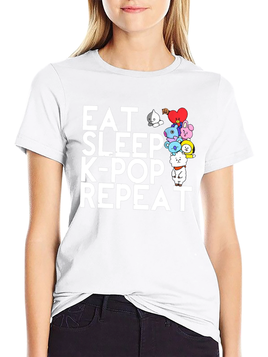 Eat Sleep K-Pop Repeat Black Graphic Tee