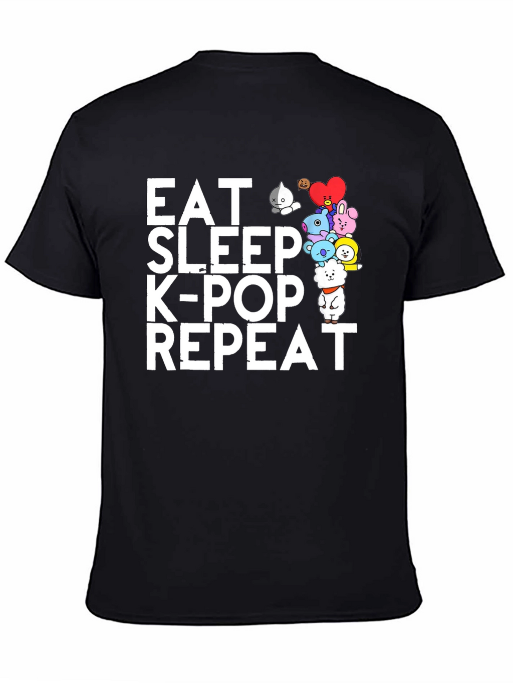 Eat Sleep K-Pop Repeat Black Graphic Tee