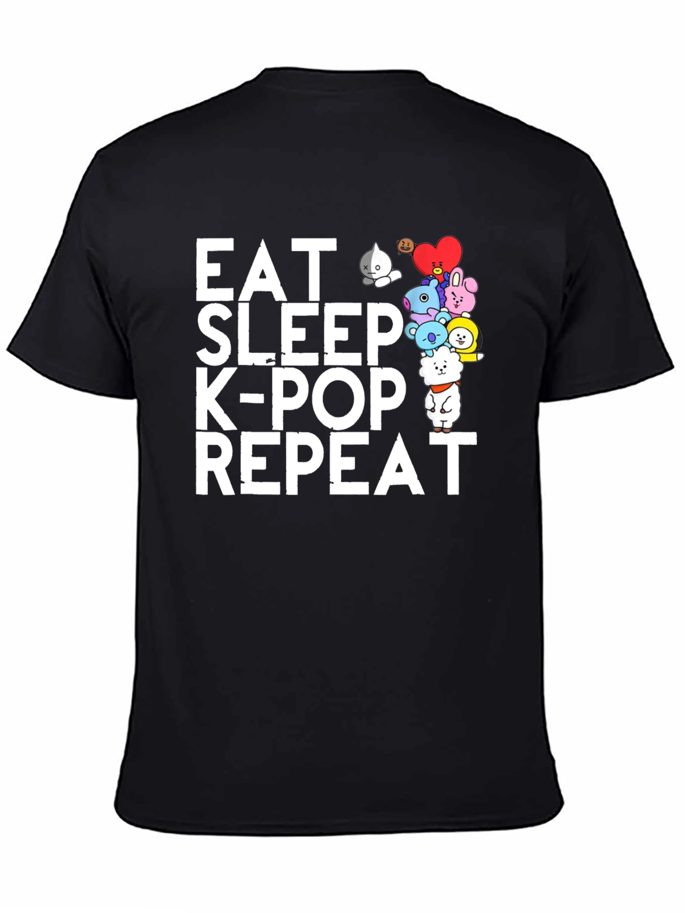 Eat Sleep K-Pop Repeat Black Graphic Tee