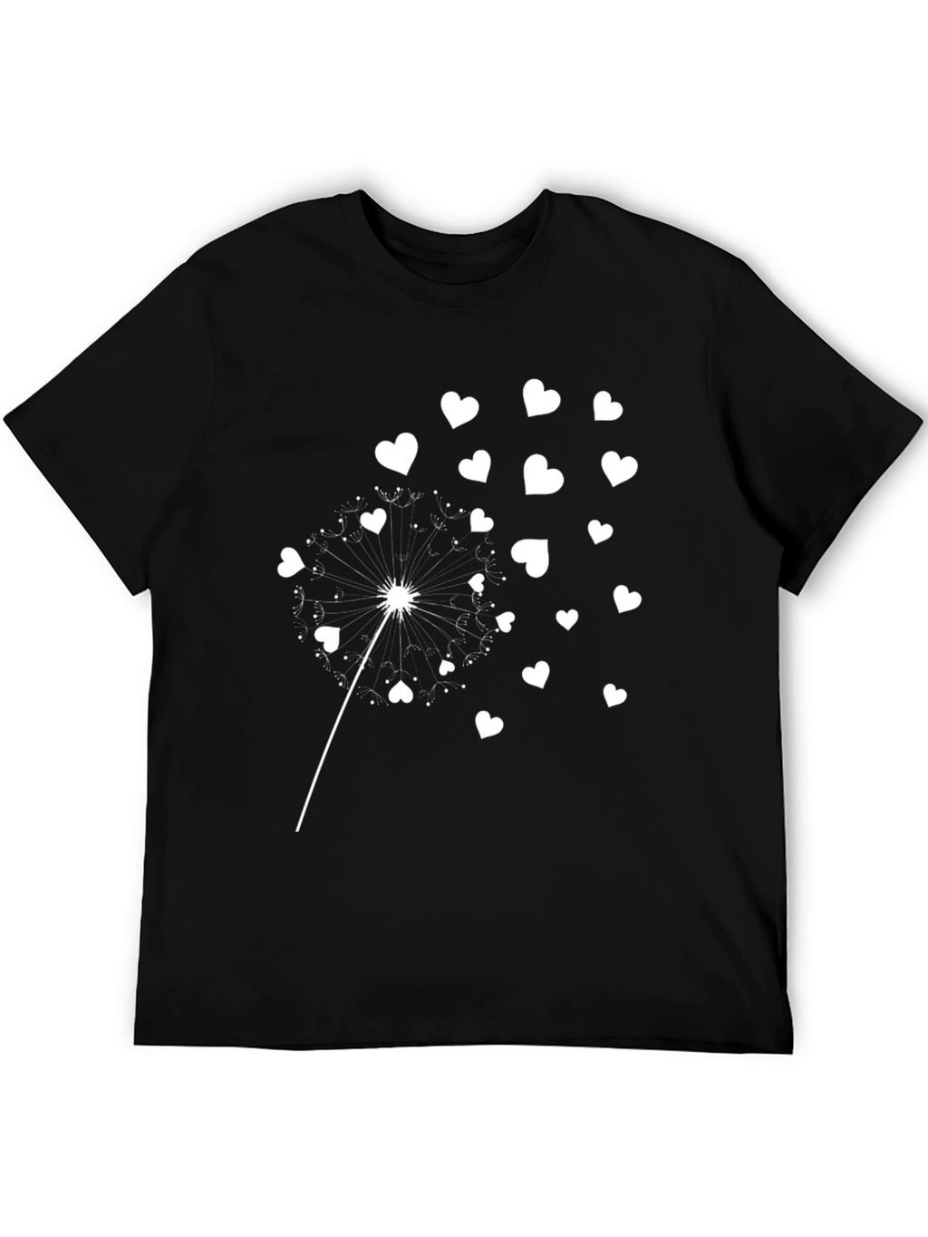 Heart Dandelion Graphic Tee - Stylish Black T-Shirt