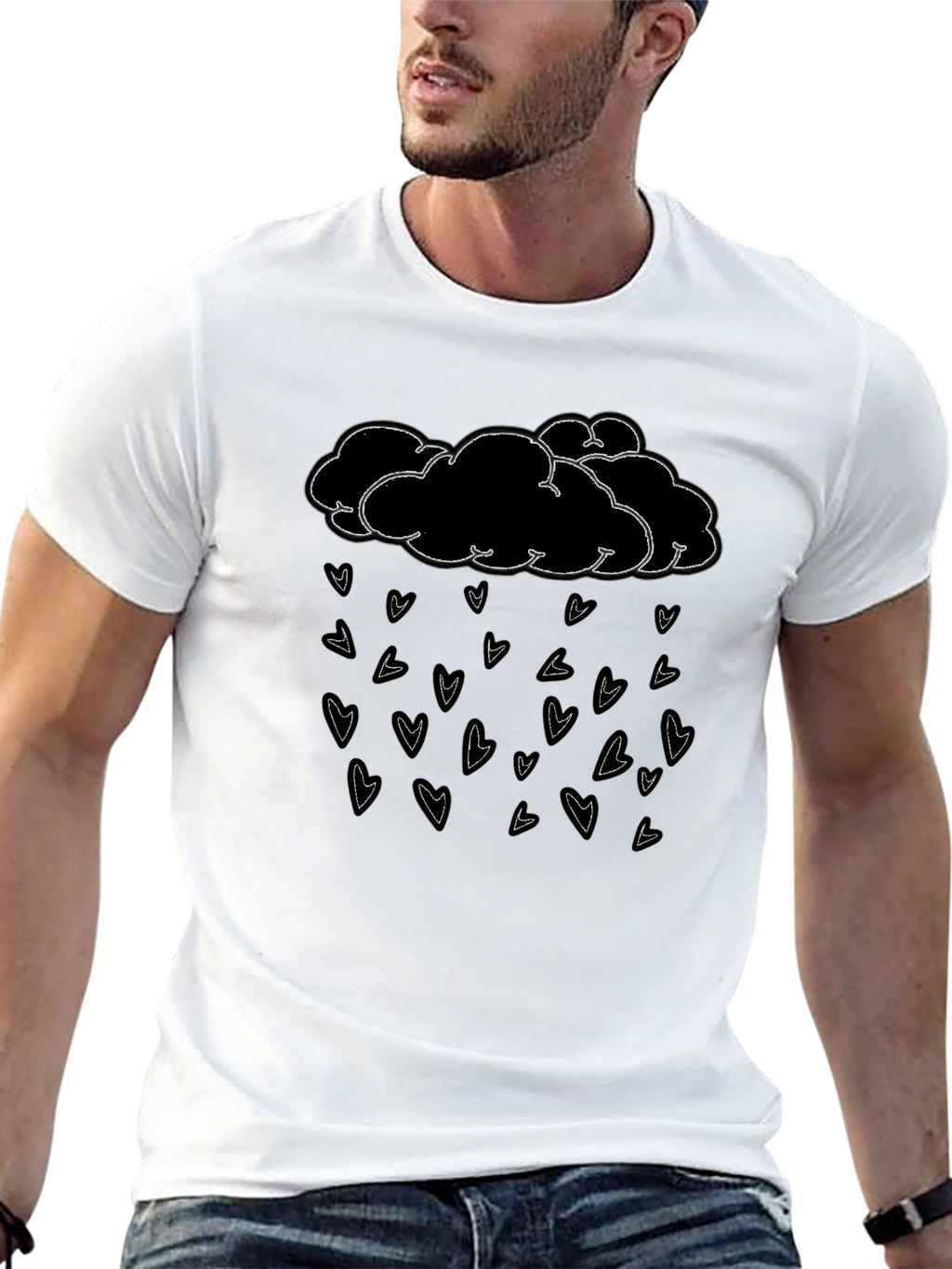 Cloud Heart Rain Black T-Shirt