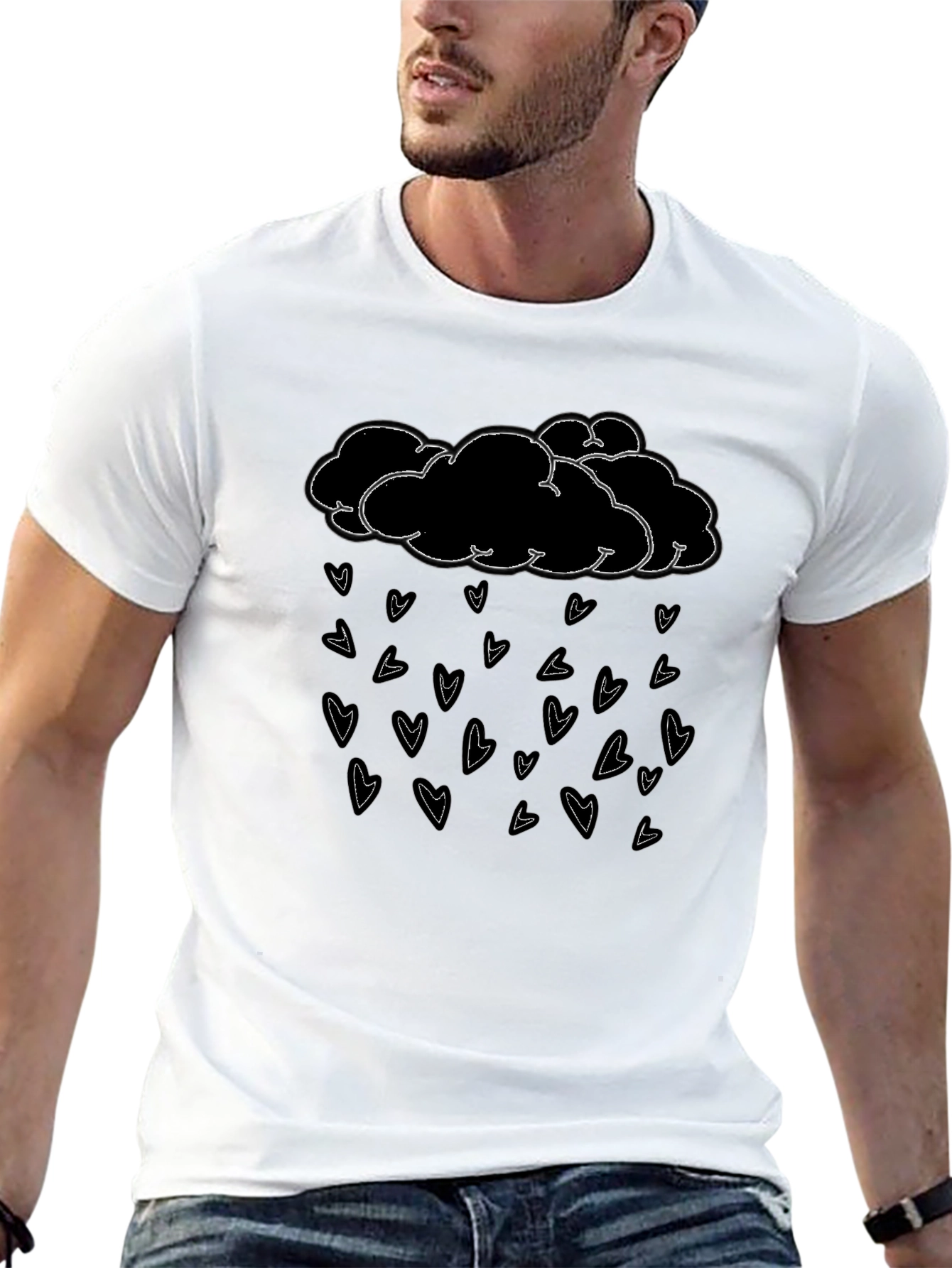 Cloud Heart Rain Black T-Shirt