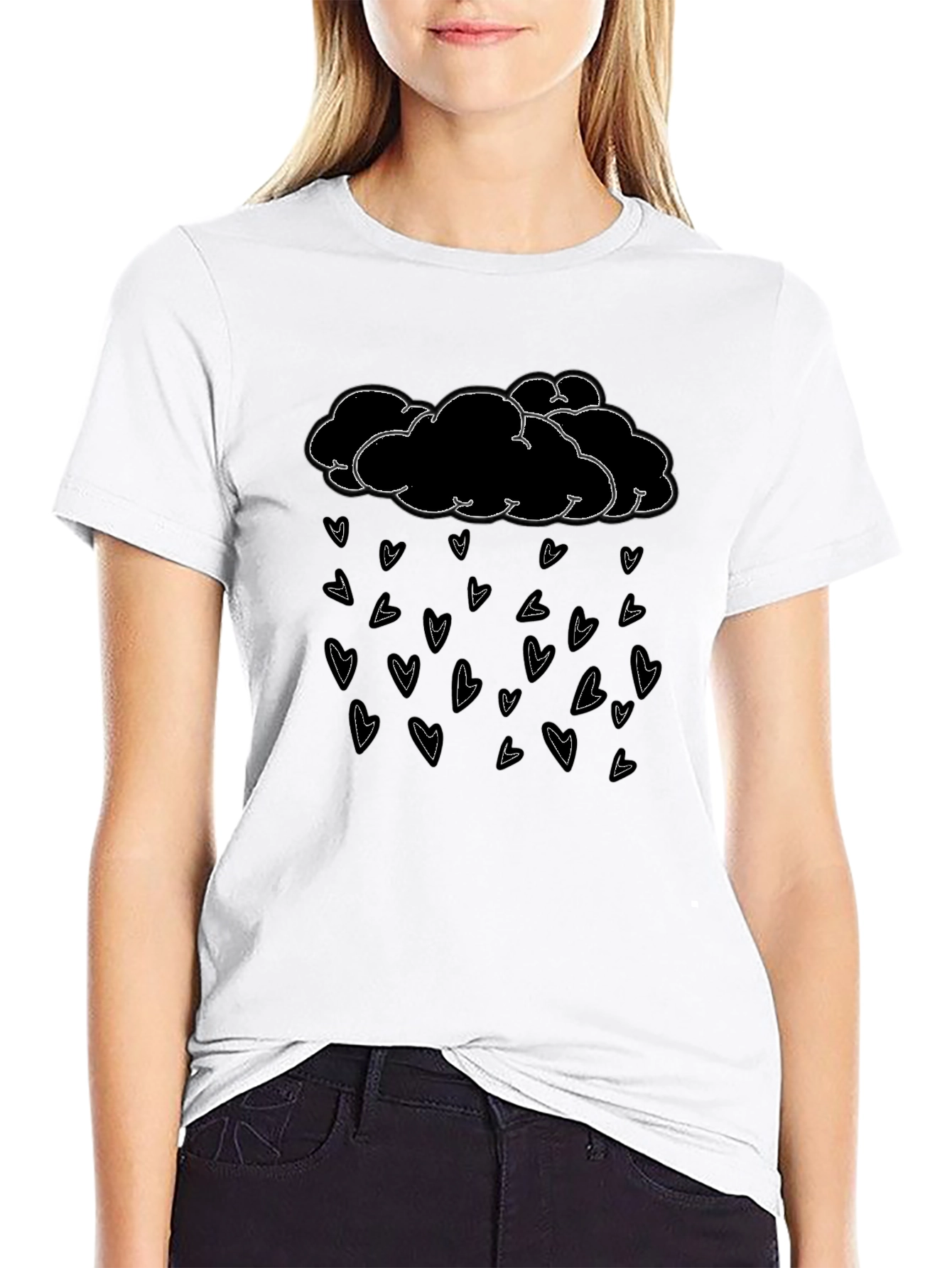 Cloud Heart Rain Black T-Shirt