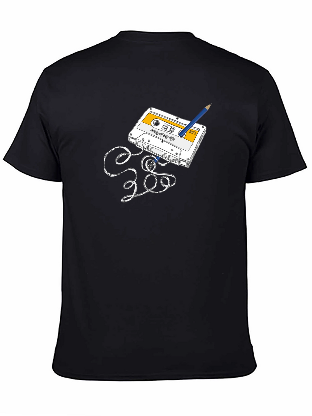 Retro Cassette Tape & Pencil Graphic T-Shirt