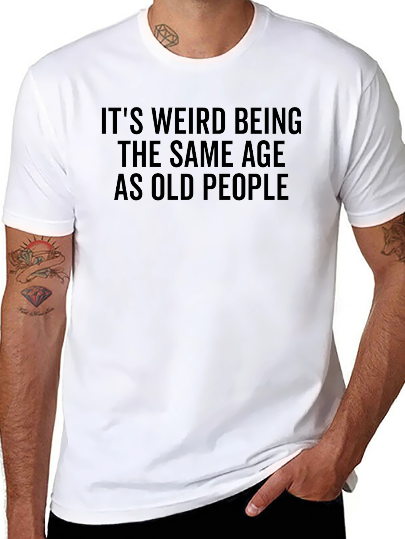 Funny Old People Graphic Tee - Black Cotton T-Shirt